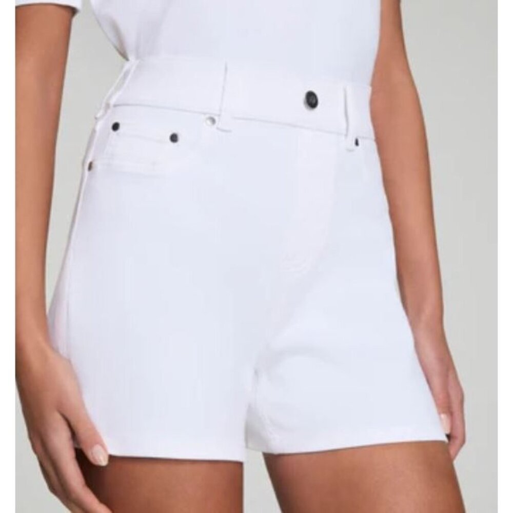 Spanx Womens Plus size White Denim Slimming High Waisted  Jean Shorts 3X